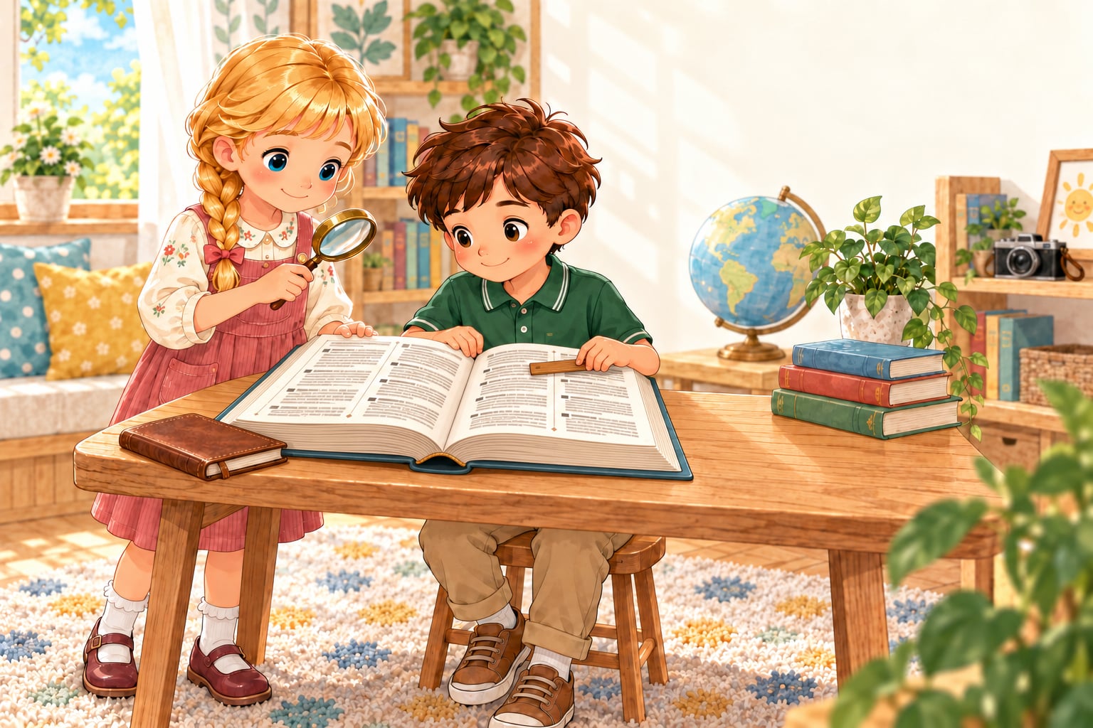 Kasia and Mati exploring child-friendly definitions in Dictionary