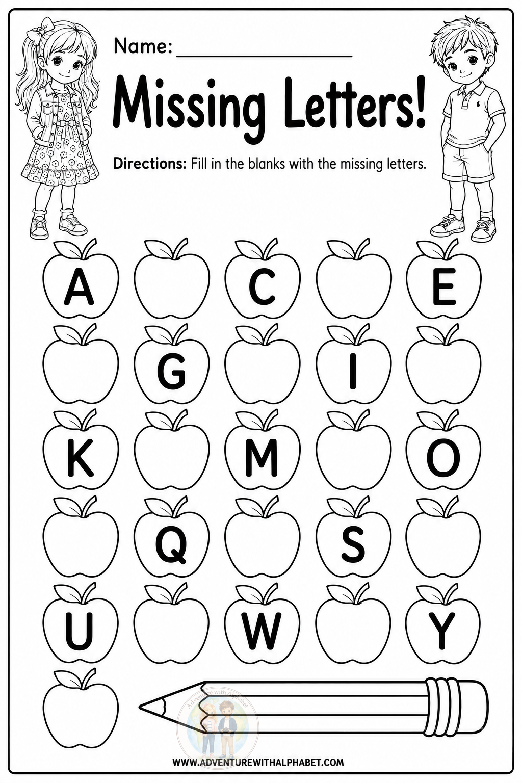 New in the Learning Corner: Missing Letters in the Apples.